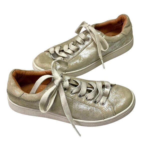 UGG Suede MILO Stardust Silver Lace-up Low-Top Sneaker Women's Size 7 Streetwear - Picture 1 of 13